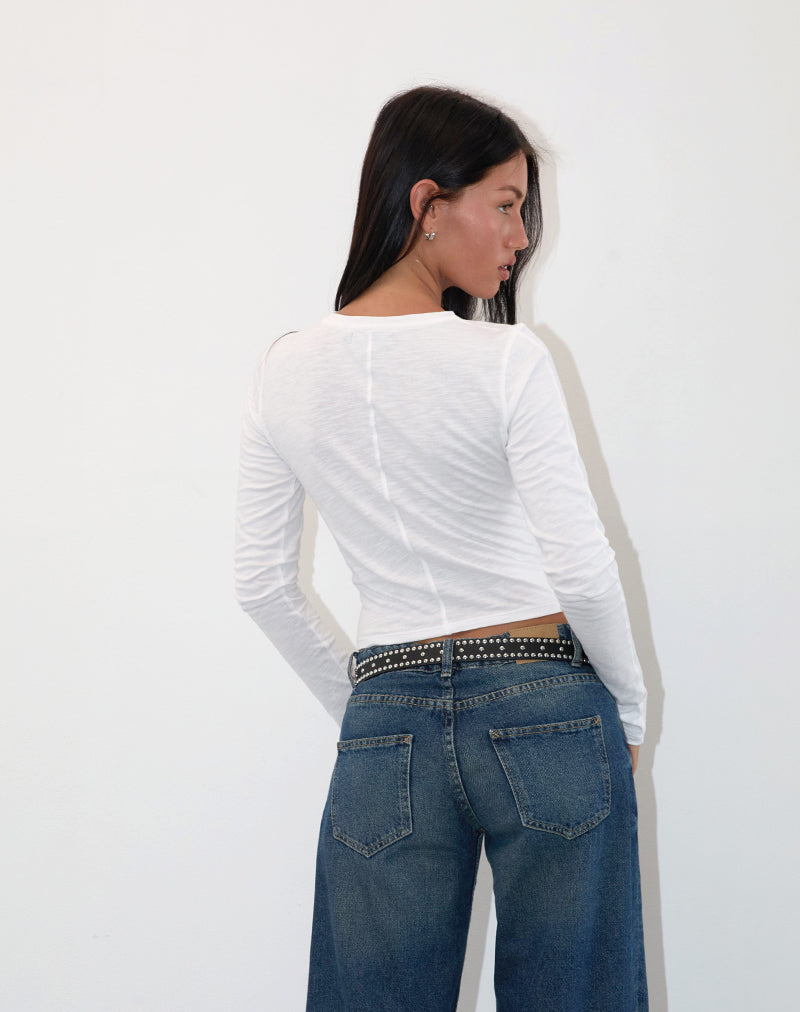 Image of Olson Langarm-Top in Slub Ivory
