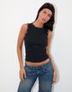 Bild von Omari Eyelet Tank Top in Rib Schwarz