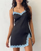Bild von Oming Slip Mini Dress in Schwarz mit blauer Spitze