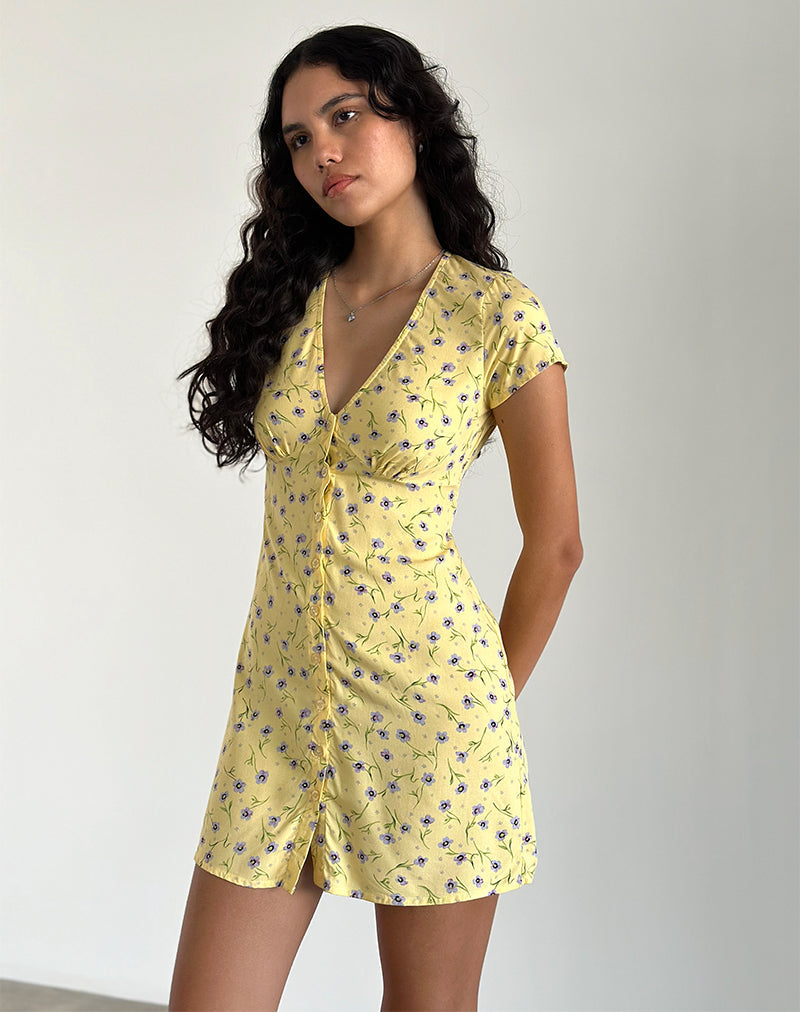 Omoni Minikleid in Wild Flower Lemon Drop