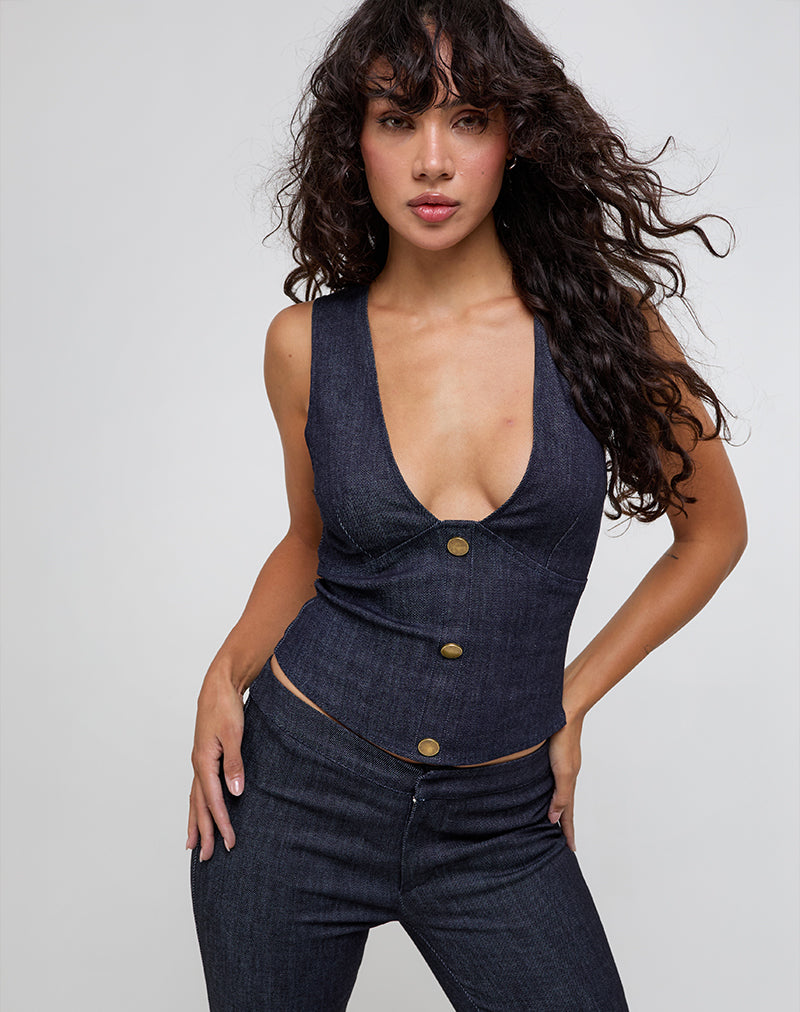Bild von Oria Vest Top in Dark Denim Indigo