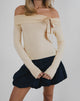 Image of Orianne Langärmeliges Bardot-Top aus Strick Buttercreme