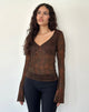 Image of Orphee Langärmeliges Spitzen-Top in Braun