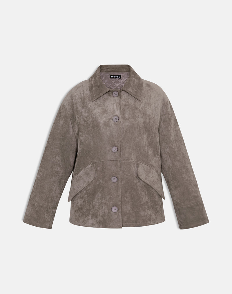 Image of Orson Jacke aus Wildlederimitat Olive Grau