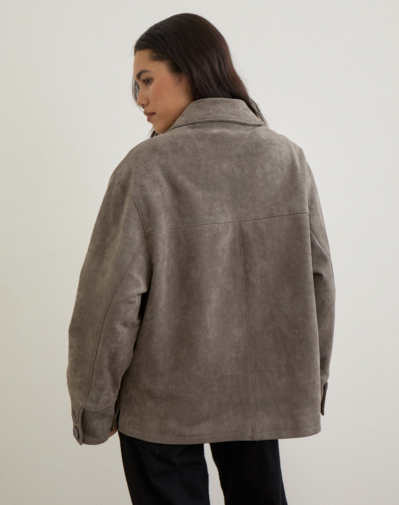 Image of Orson Jacke aus Wildlederimitat Olive Grau