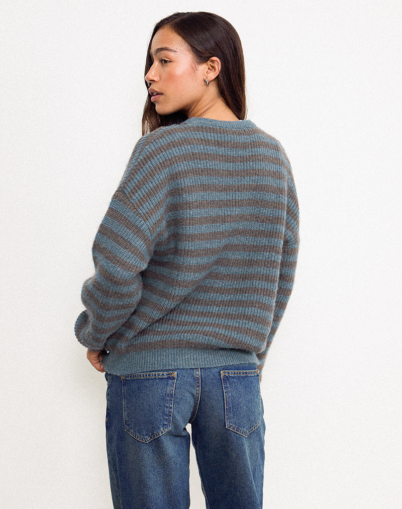 Image of Orvala Strickpullover in Schiefer und Braun gestreift