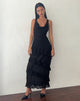 Image of Otna Chiffon-Maxikleid mit Rüschenbesatz in Schwarz
