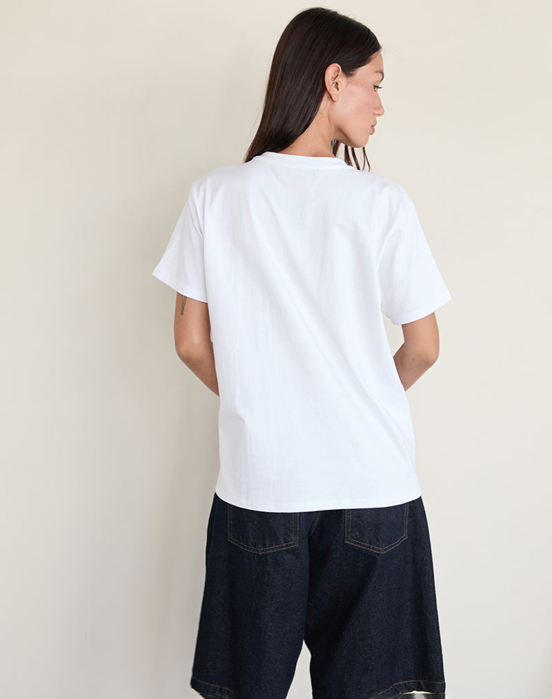 Bild von Oversize Basic Tee in Weiß mit Gemini Motel Pet Print
