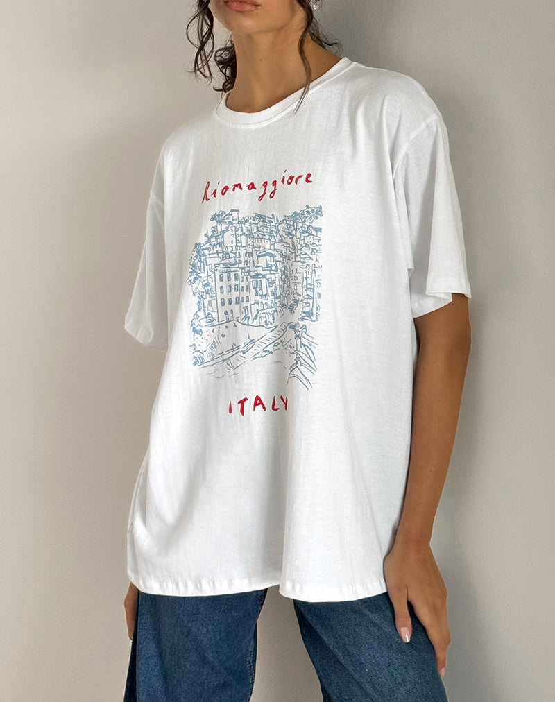 Übergroßes Basic Tee aus Riomaggiore Italien Weiß