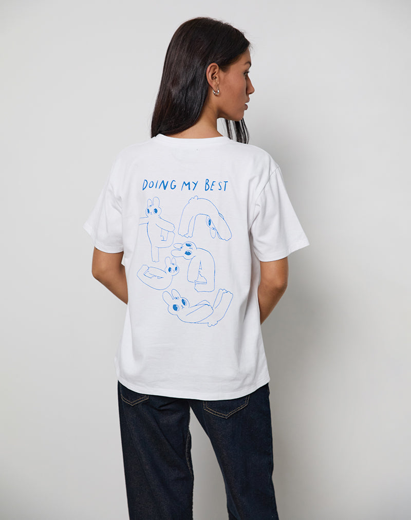 Bild von Oversize Basic Tee in Weiß mit Doing My Best Grafik