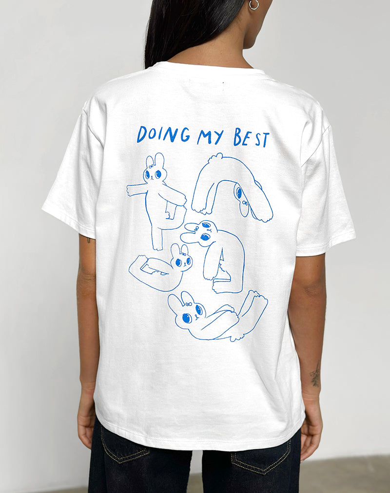 Bild von Oversize Basic Tee in Weiß mit Doing My Best Grafik