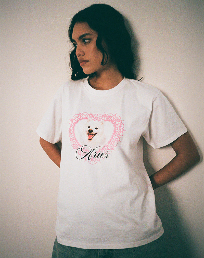 Bild von Oversize Basic Tee in Weiß mit Aries Motel Pet Print