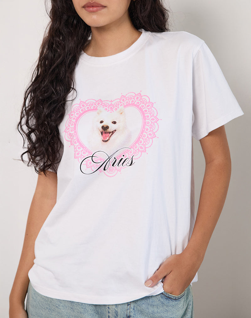 Bild von Oversize Basic Tee in Weiß mit Aries Motel Pet Print