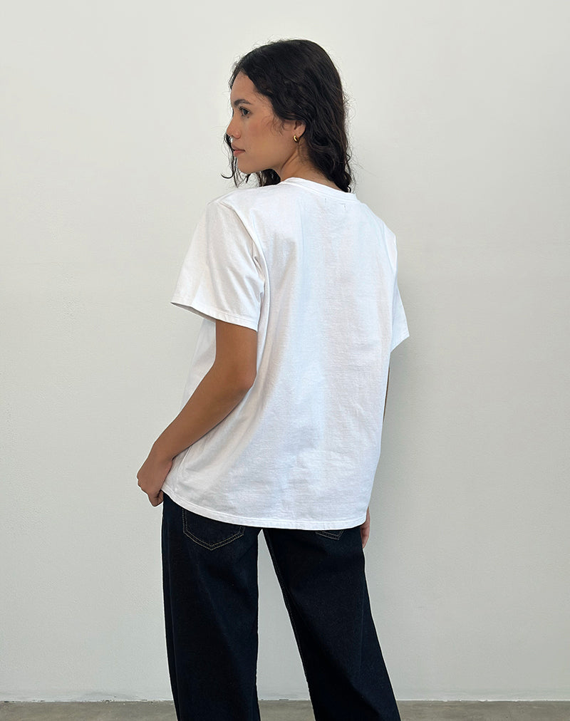 Bild von Oversized Basic Tee in Weiß mit Pisces Motel Pet