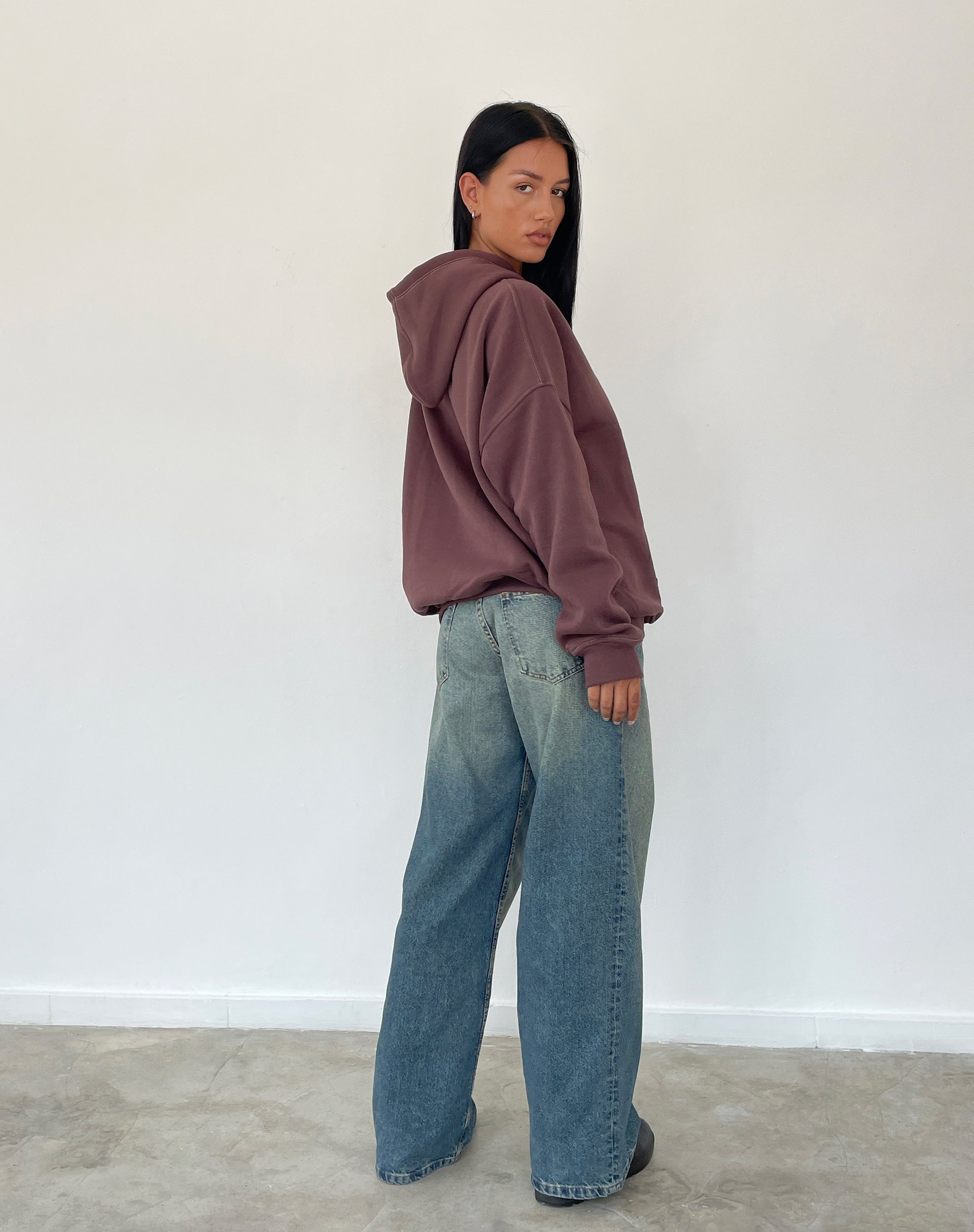 Image of Oversize Hoodie in tiefem Mahagoni mit Motel Scribble-Stickerei