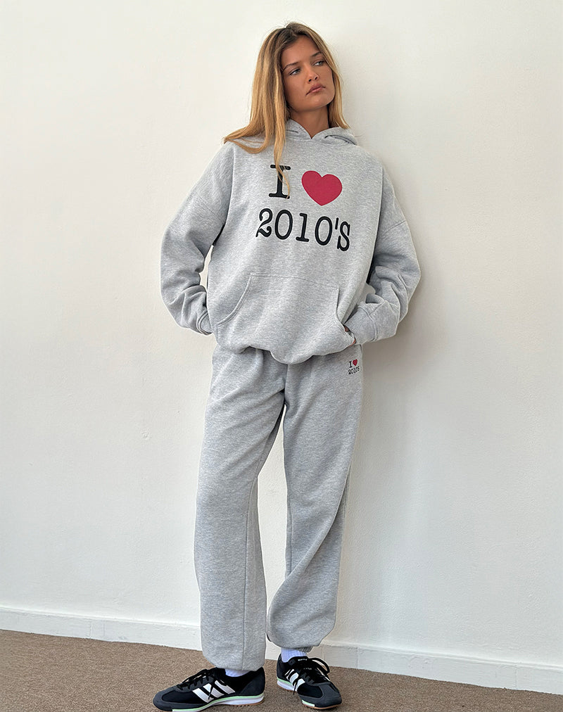 Image of Emiko Oversized Jogger in Grau meliert mit I Love 2010's Print