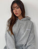 Image of Oversize-Kapuzenpulli aus grauem Mergel mit Motel-Kritzelbestickung