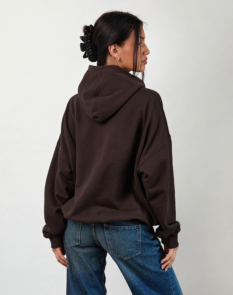 Bild von Oversized Hoodie in Bitter Chocolate mit Overthinker Druck