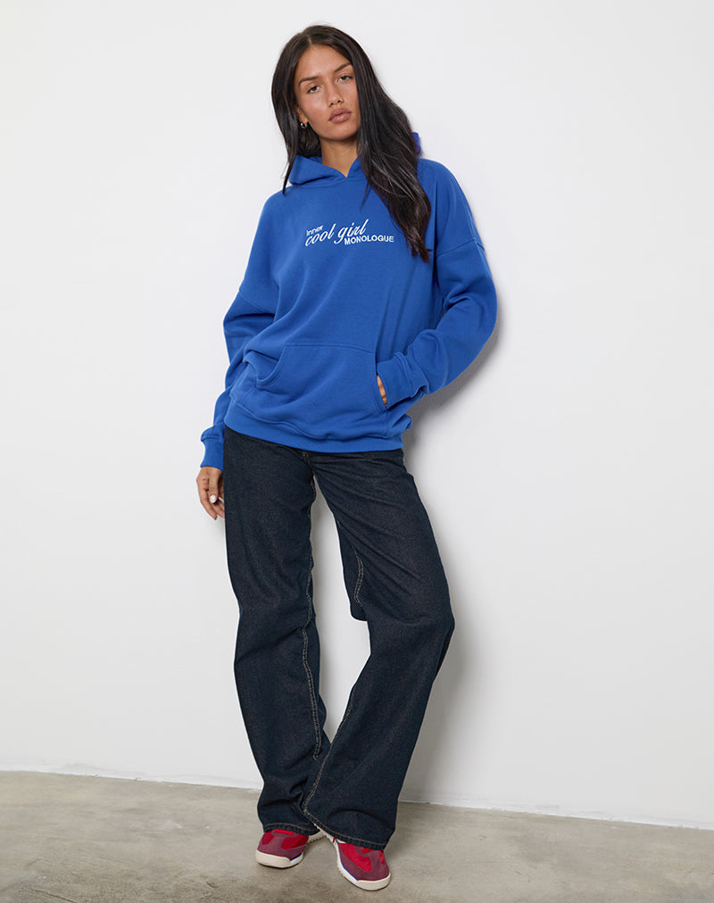 Bild von Oversized Hoodie in Kobaltblau mit Cool Girl Grafik