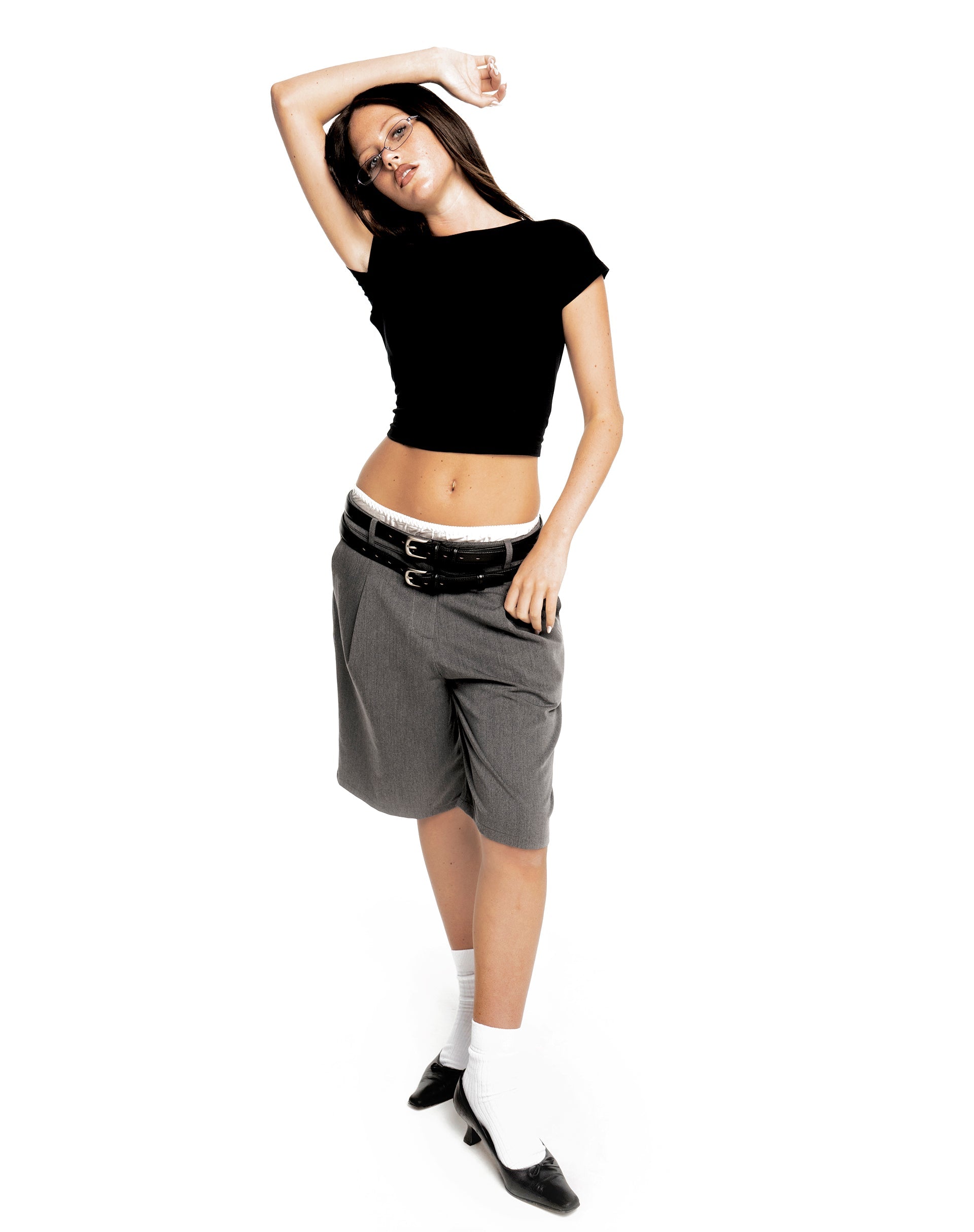 Image of Setya Long Line Tailored Shorts in Anthrazit