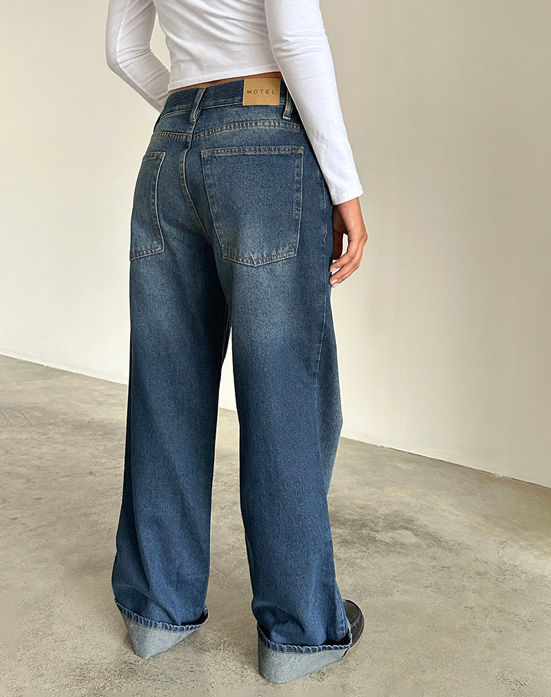 Bild von Oversized Dad Low Rise Jeans in Dark Vintage