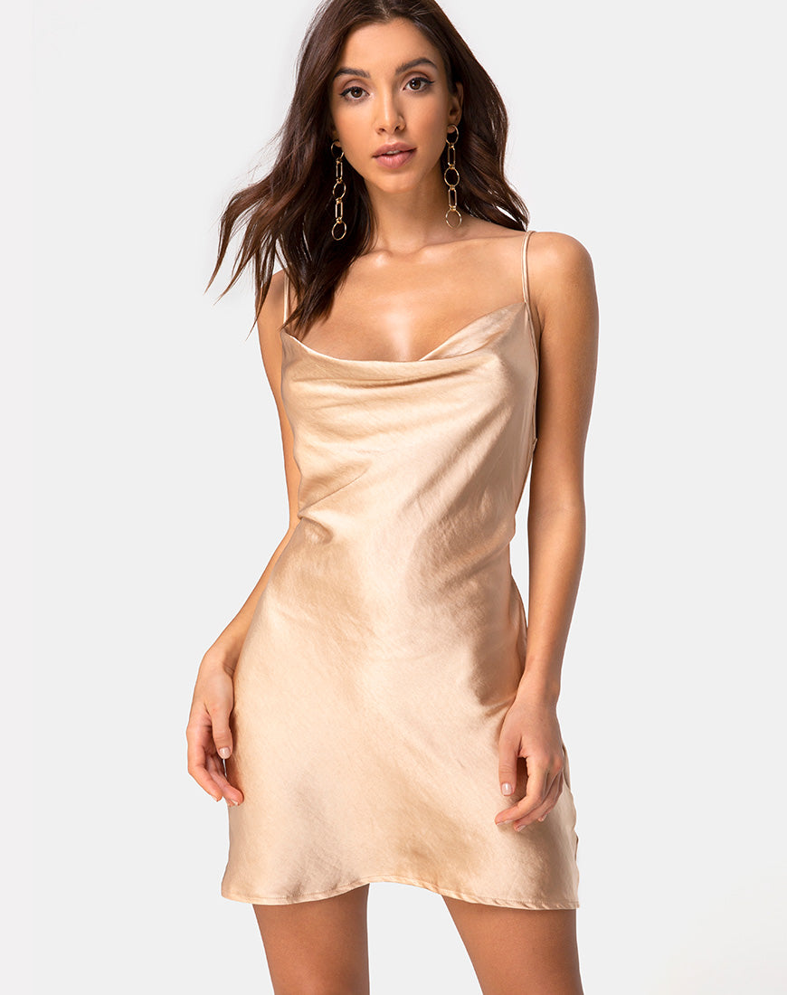 Paiva Kleid in Satin Gold