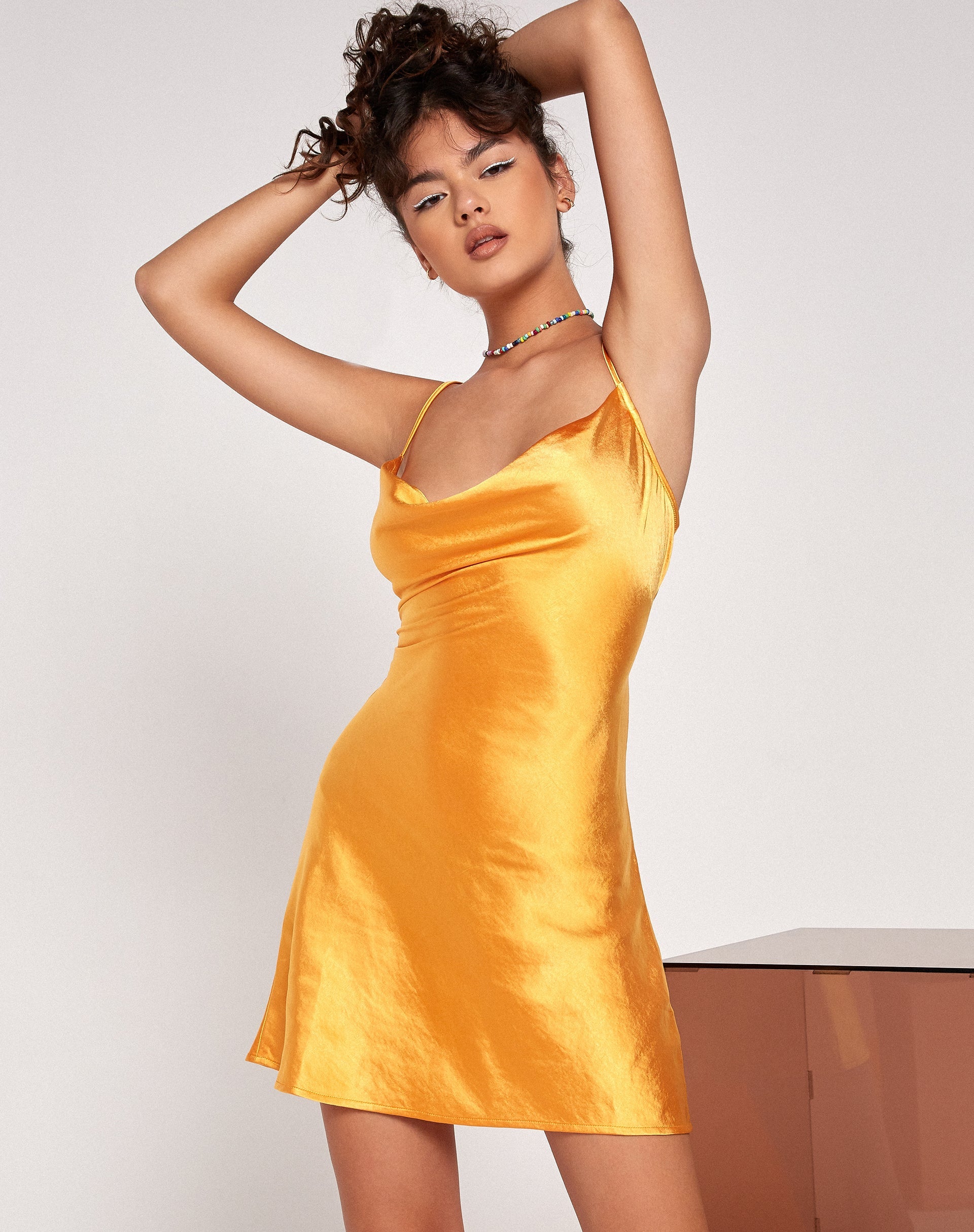 Bild von Paiva Slip Dress in Satin Tangerine