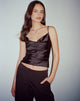 Image of Paiva Cowl Neck Top aus Satin Schwarz