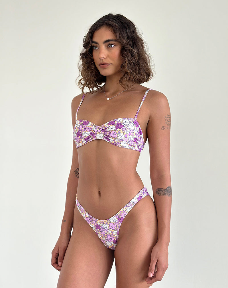 Image of Pali Bikinioberteil in leuchtendem Orange und Lila mit Blumenmuster