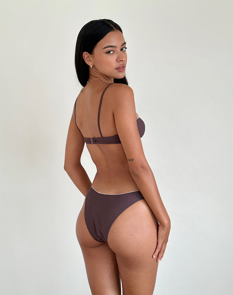 Image of Pali Bikini-Oberteil in Kaffee mit Picot-Besatz