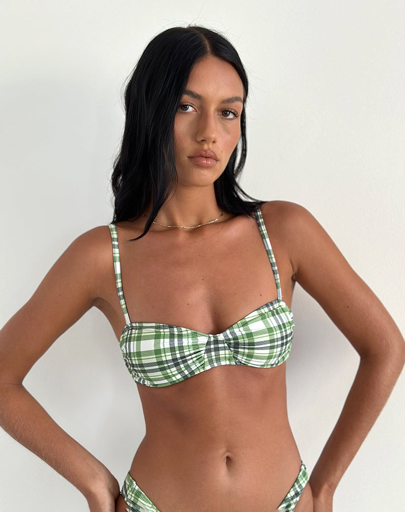 Pali Bikinioberteil in Grün Tartan