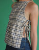 Image of Palsi Lockeres ärmelloses Top in Pastellblau Tartan