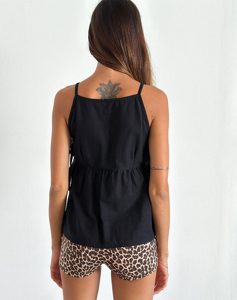 Image of Palsi Tie Side Ärmelloses Top in Schwarz