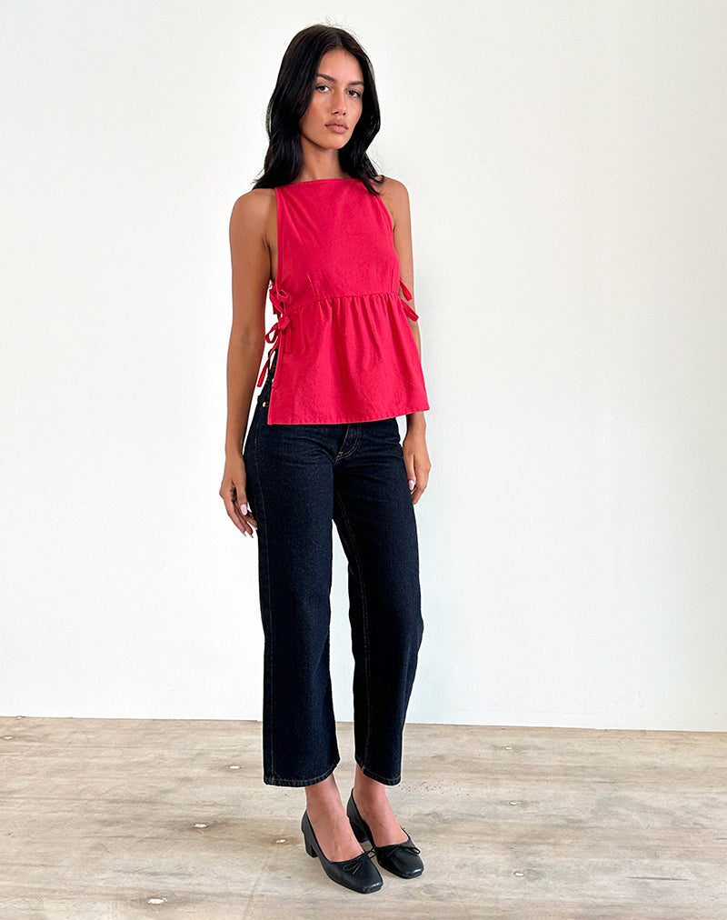 Image of Palsi Tie Side Ärmelloses Top in Tango Rot