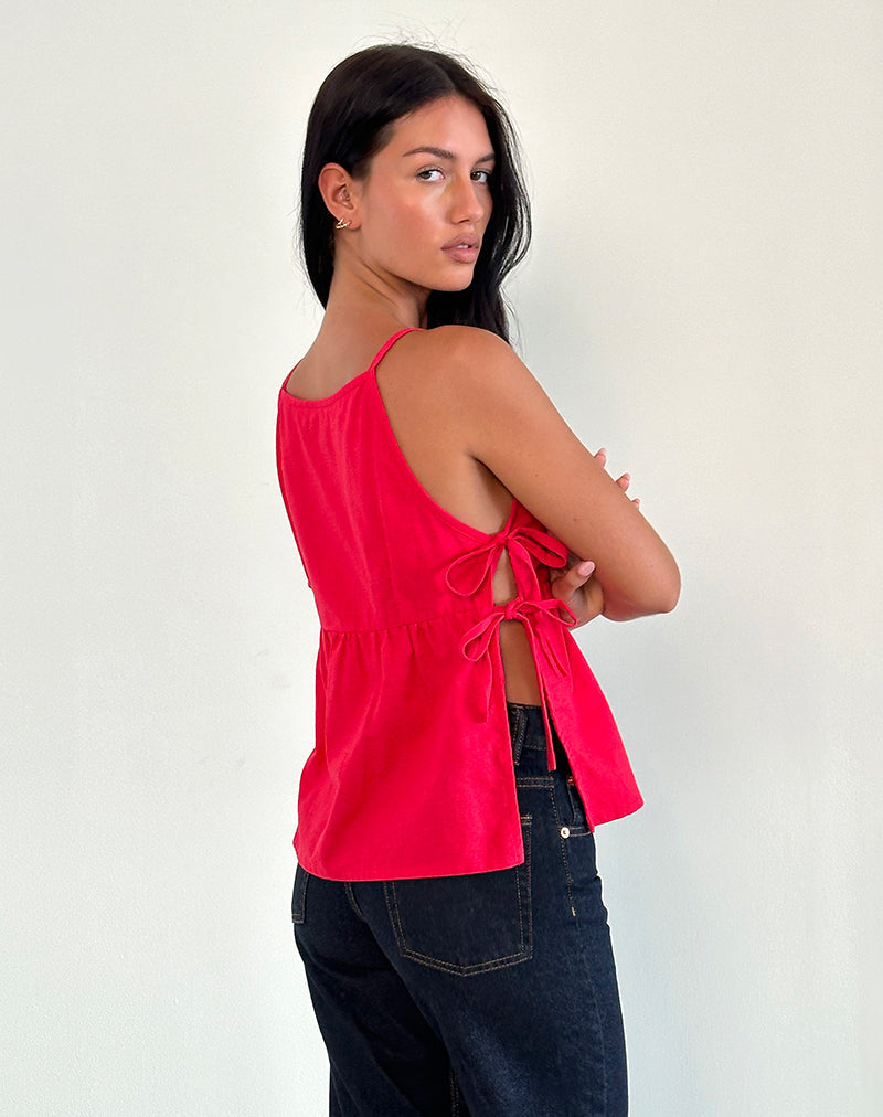 Image of Palsi Tie Side Ärmelloses Top in Tango Rot