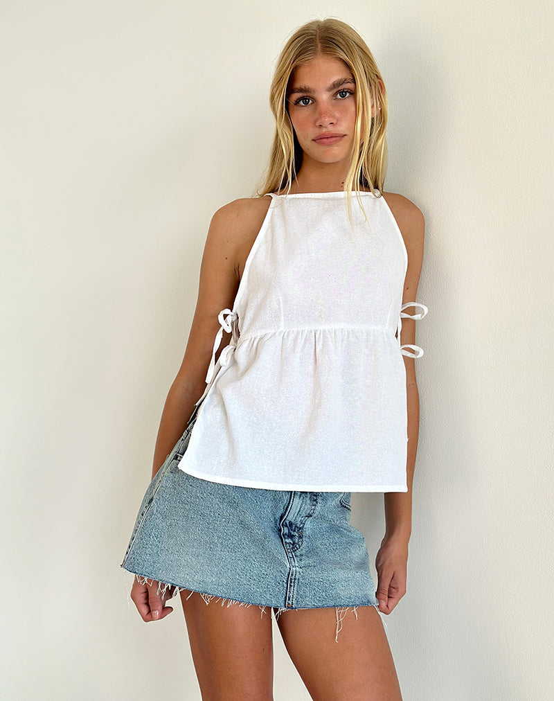 Image of Palsi Tie Side Ärmelloses Top in Weiß
