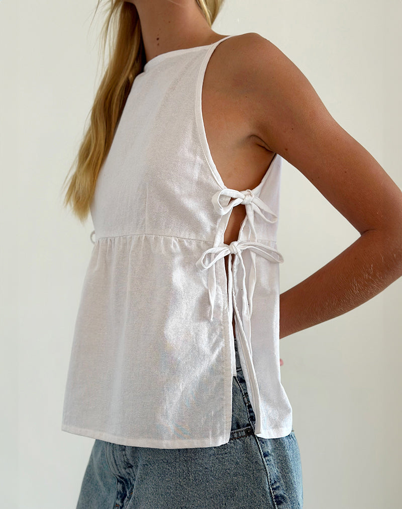 Palsi Tie Side Ärmelloses Top in Weiß