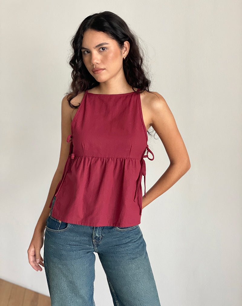Bild von Palsi Tie Side Top in Burgundy