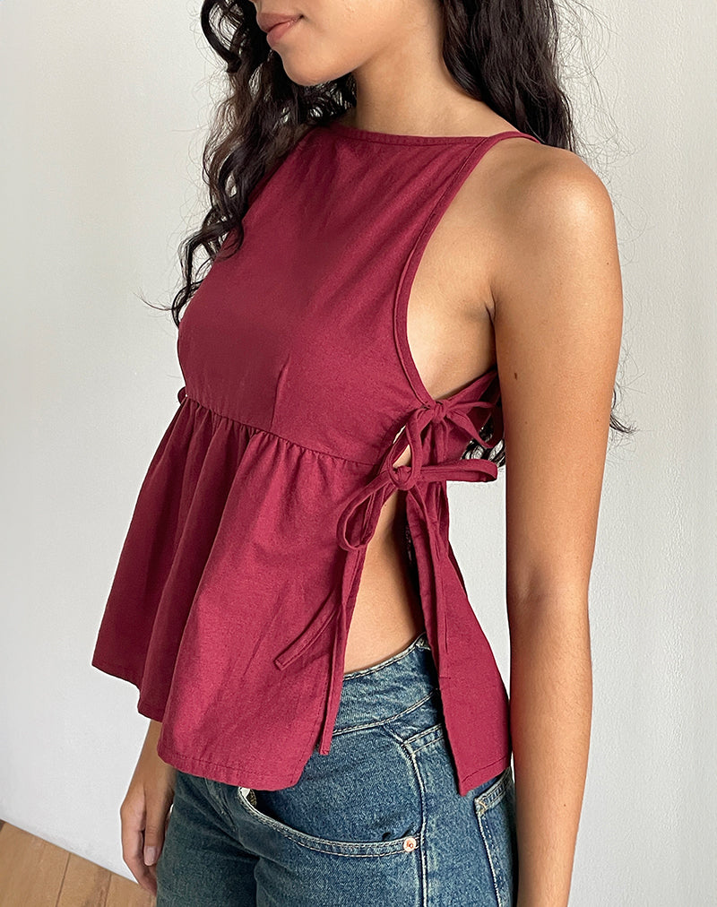 Bild von Palsi Tie Side Top in Burgundy