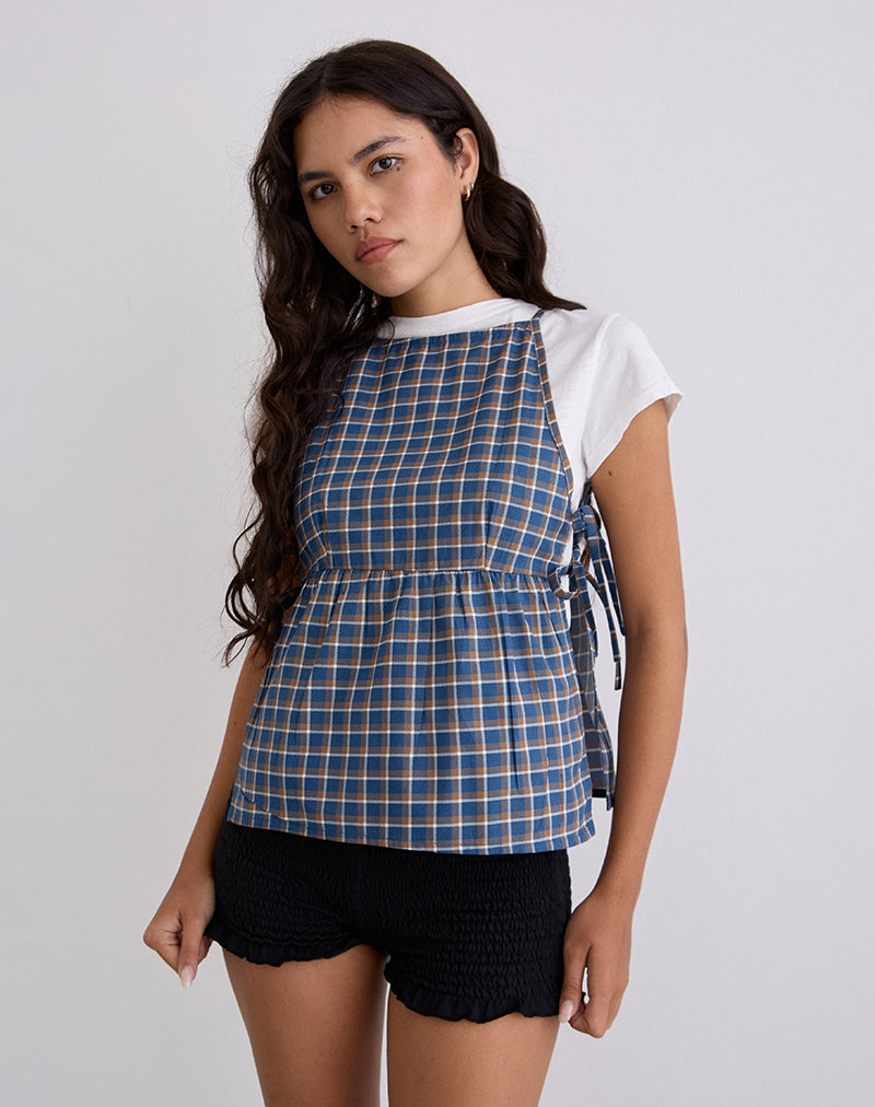 Bild von Palsi Tie Side Top in Medium Tartan Blau