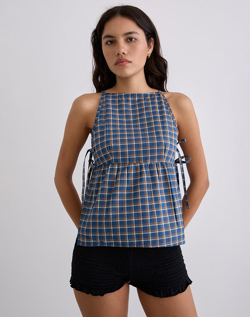 Bild von Palsi Tie Side Top in Medium Tartan Blau