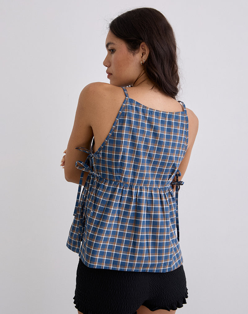 Bild von Palsi Tie Side Top in Medium Tartan Blau