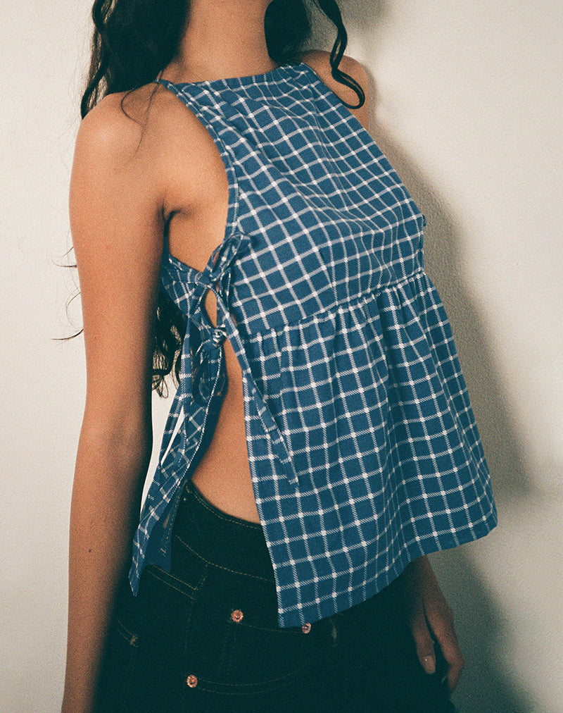 Bild von Palsi Tie Side Top in Navy Tartan