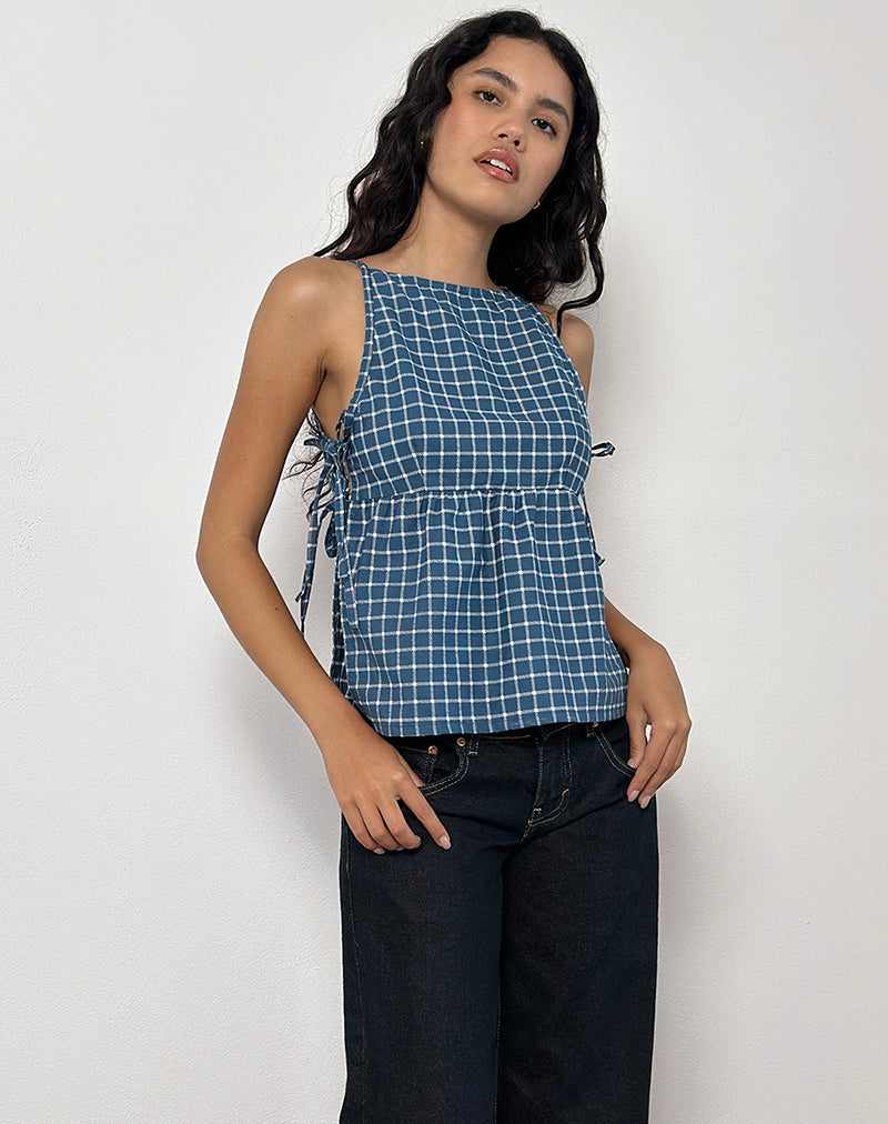 Bild von Palsi Tie Side Top in Navy Tartan