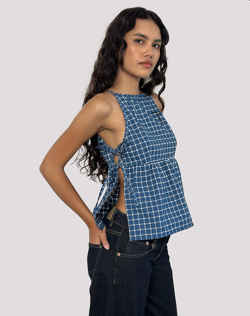 Bild von Palsi Tie Side Top in Navy Tartan
