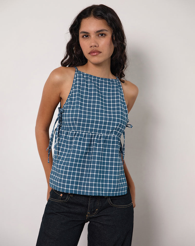 Bild von Palsi Tie Side Top in Navy Tartan