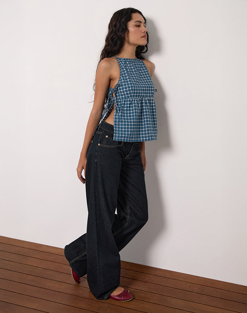 Bild von Palsi Tie Side Top in Navy Tartan