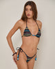 Image of Lentra Bikini Bottom mit Perlen in dunklen Streifen Schwarz und Blau