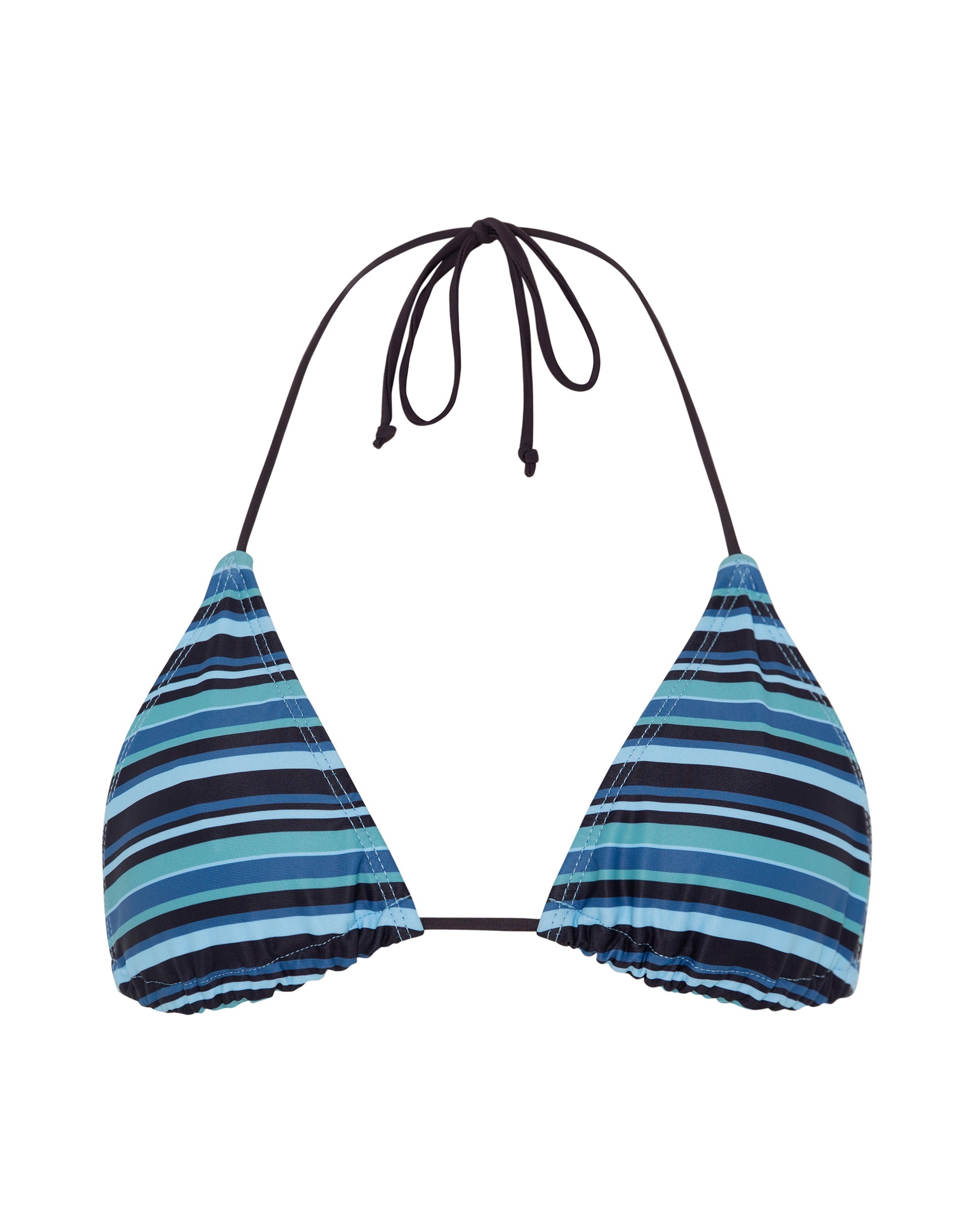 Image of Pami Bikini-Oberteil in Blau gestreift mit brauner Krawatte