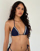 Image of Pami Broderie Trim Bikini Top in Mitternachtsblau